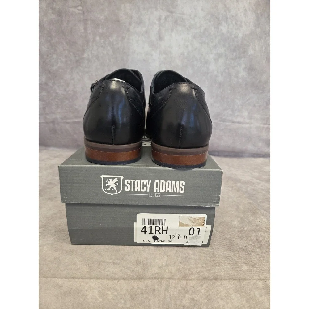Stacy Adams Mens SZ 12D Nvy Dress Shoes Bayne SO - Picture 5 of 6